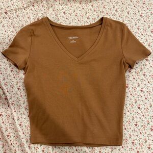 wild fable women's tan v-neck crop top